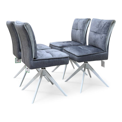 ‘Glacier’ Grey Fabric Set of 4 Swivel Dining Chairs