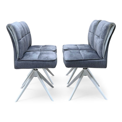 ‘Glacier’ Grey Fabric Set of 4 Swivel Dining Chairs