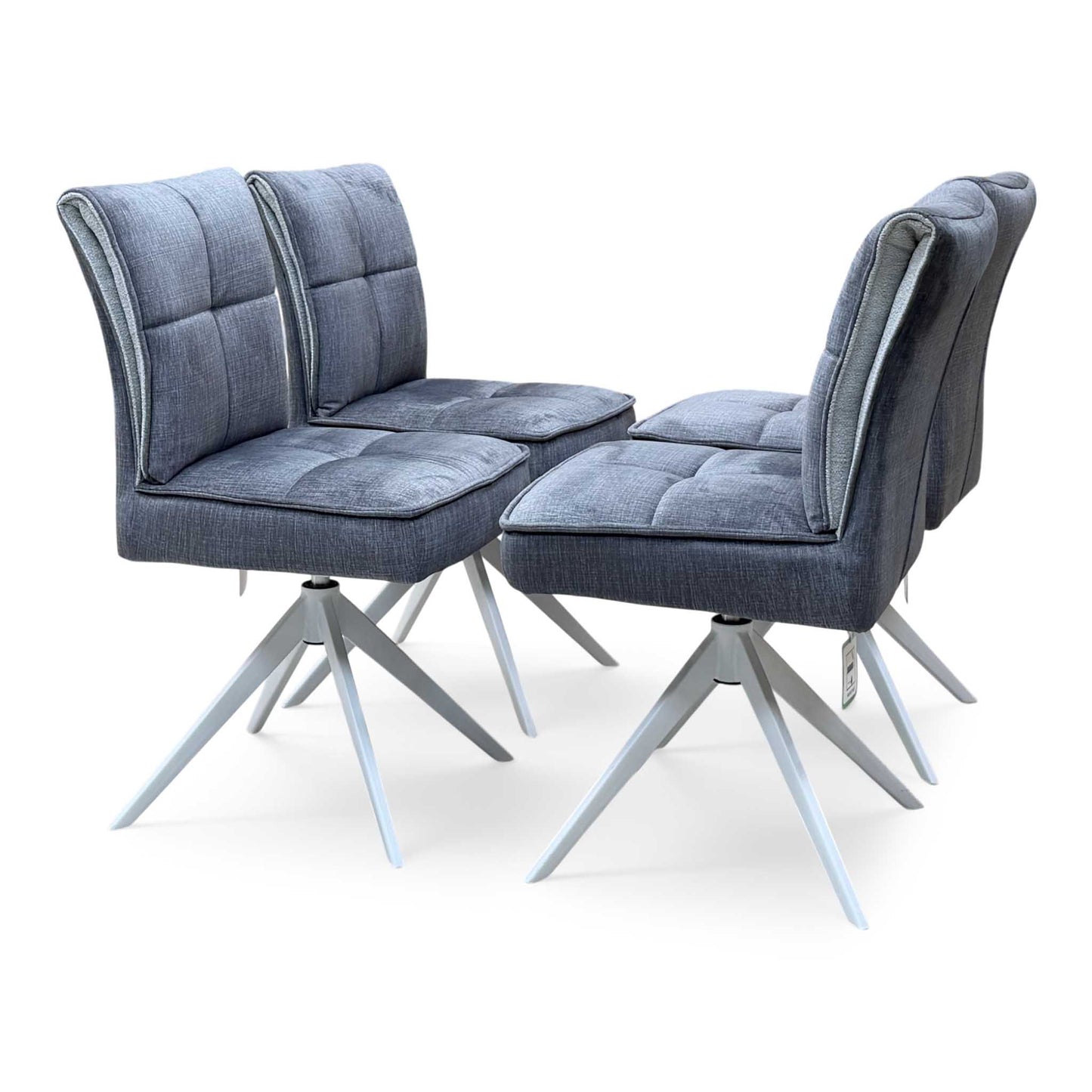 ‘Glacier’ Grey Fabric Set of 4 Swivel Dining Chairs