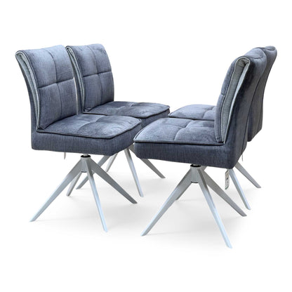 ‘Glacier’ Grey Fabric Set of 4 Swivel Dining Chairs