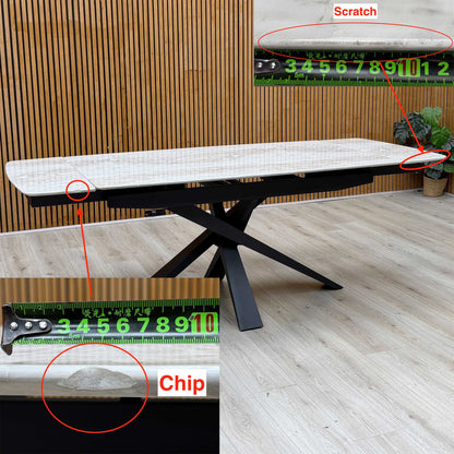 ‘Germain’ Real Marble Top Small Extending Dining Table