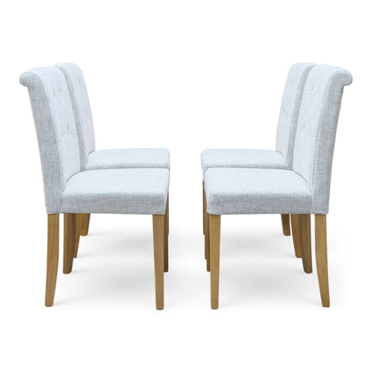 Furnitureland ‘Augusta’ Clay Grey Fabric Set of 4 Roll Back Upholstered Dining Chairs