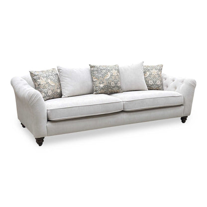 ‘Rita’ Ivory Genoa Marble Fabric 4 Seater Scatter Back Sofa