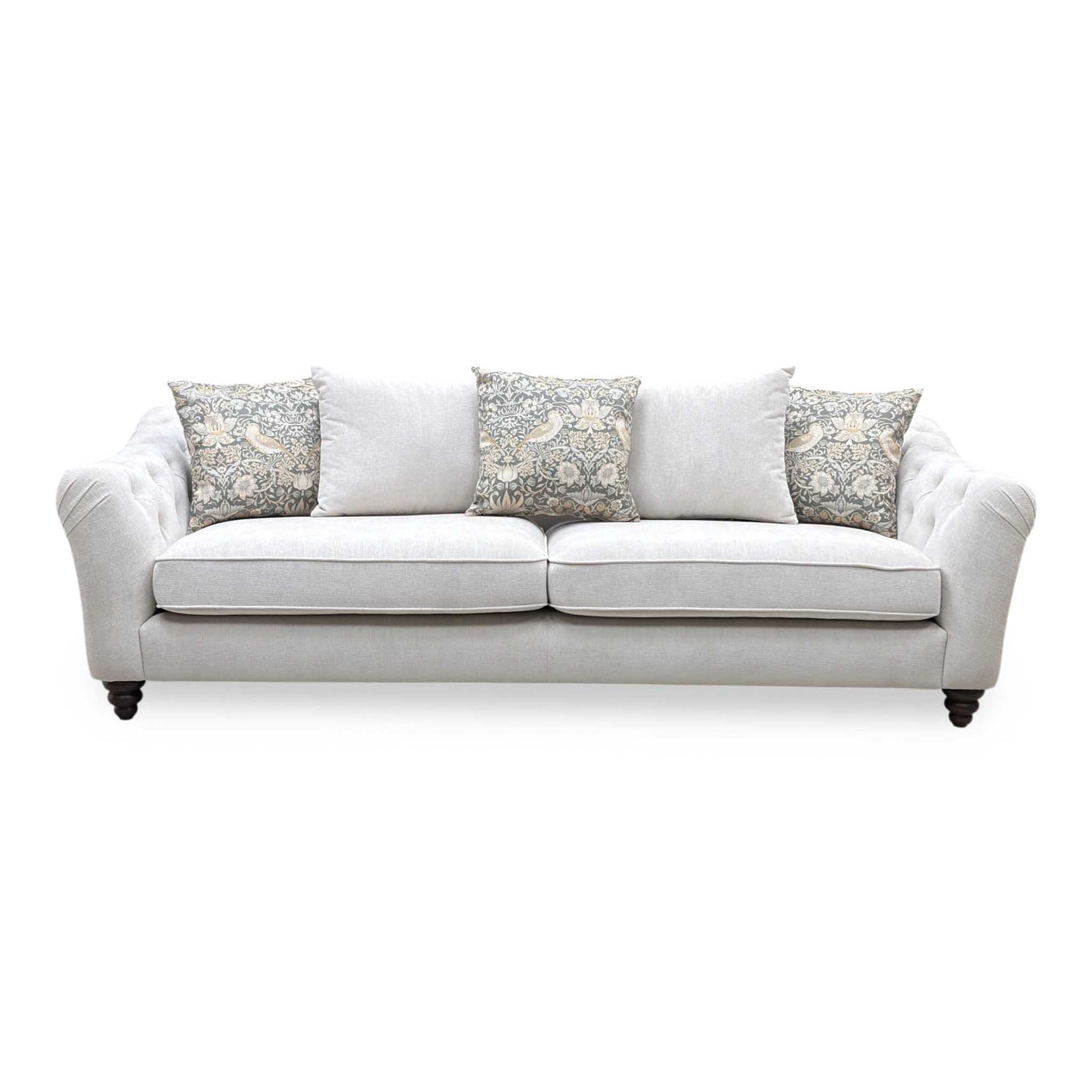 ‘Rita’ Ivory Genoa Marble Fabric 4 Seater Scatter Back Sofa