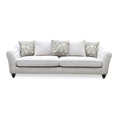 ‘Rita’ Ivory Genoa Marble Fabric 4 Seater Scatter Back Sofa
