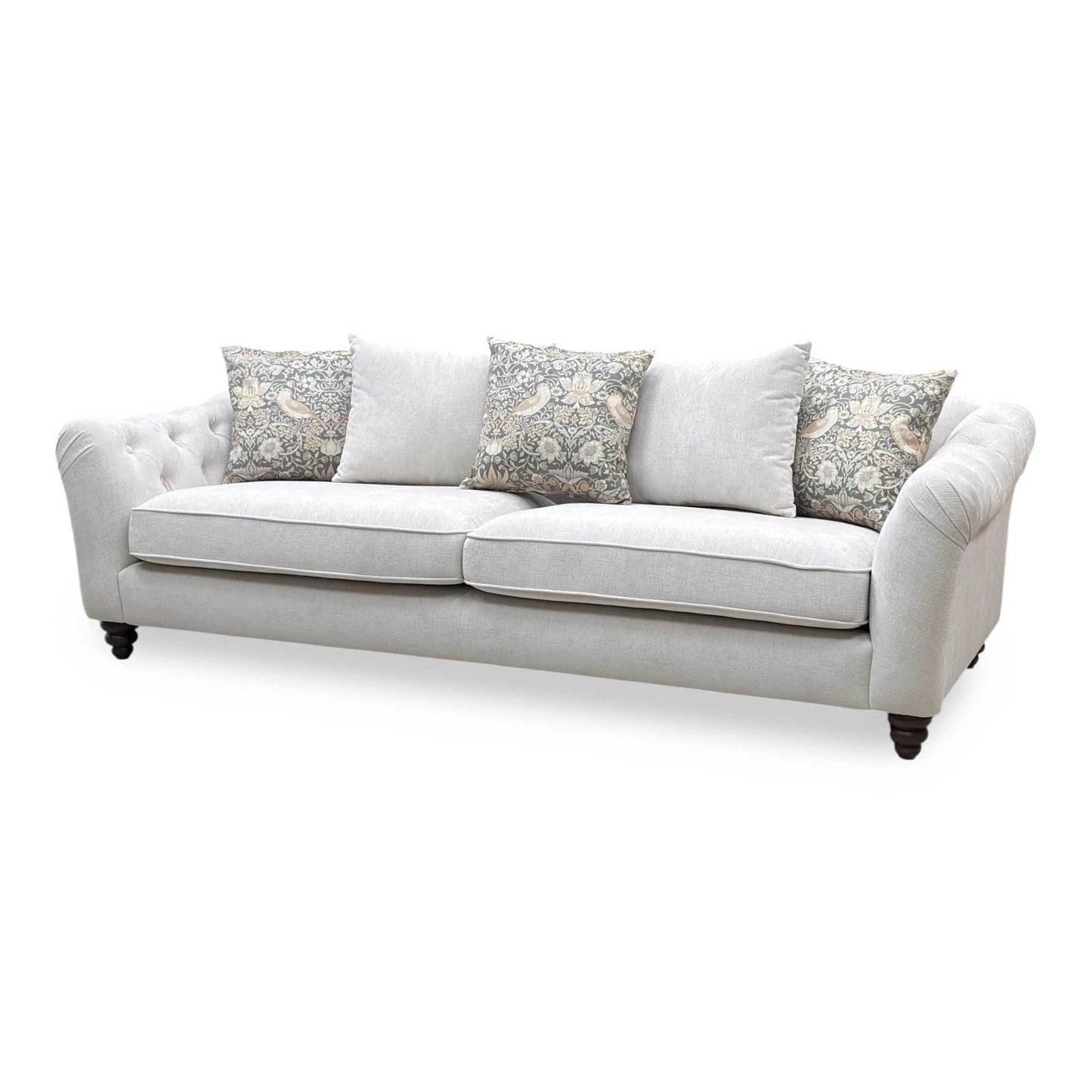 ‘Rita’ Ivory Genoa Marble Fabric 4 Seater Scatter Back Sofa