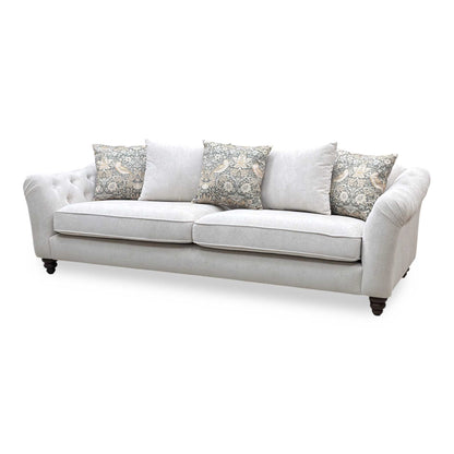 ‘Rita’ Ivory Genoa Marble Fabric 4 Seater Scatter Back Sofa