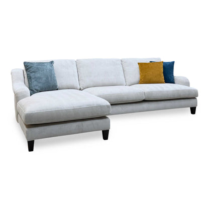 ‘Tiana’ Ivory White Chenille Fabric Left Hand Facing Chaise End Sofa
