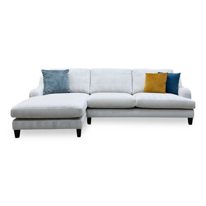 ‘Tiana’ Ivory White Chenille Fabric Left Hand Facing Chaise End Sofa