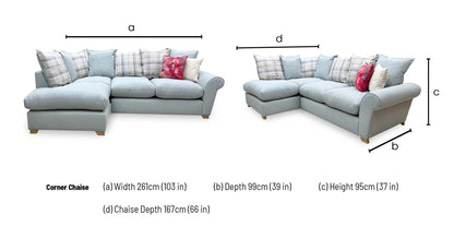 'Owen' Sky Blue Combination Cotswold Combination Fabric Pillow Back Right Hand Facing Arm Corner Sofa – view 7