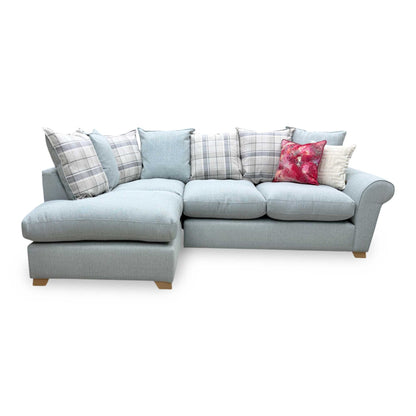 'Owen' Sky Blue Combination Cotswold Combination Fabric Pillow Back Right Hand Facing Arm Corner Sofa – view 4