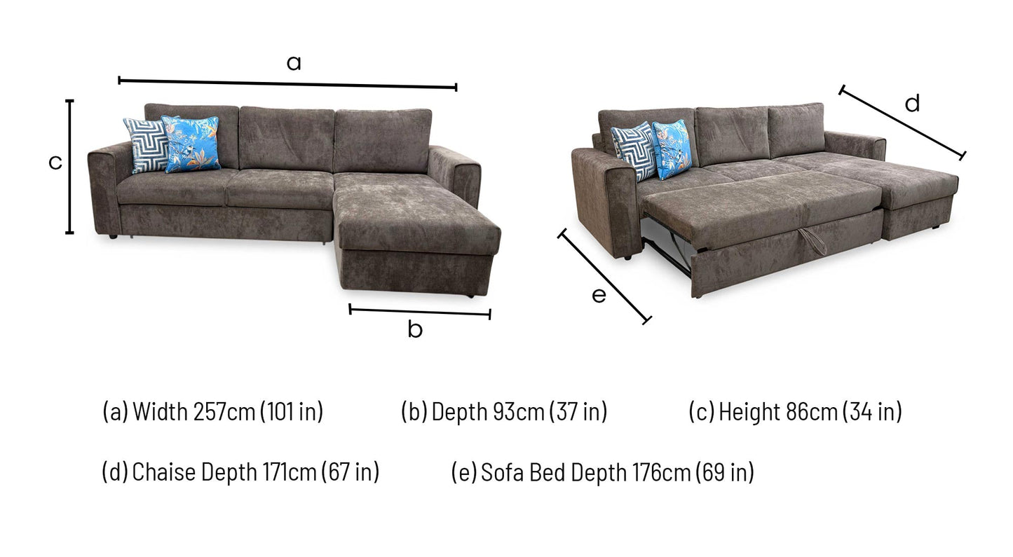 'Mia' Chocolate Brown Catalina Chenille Fabric Right Hand Facing Chaise Sofa with Extendable Footrest – view 10