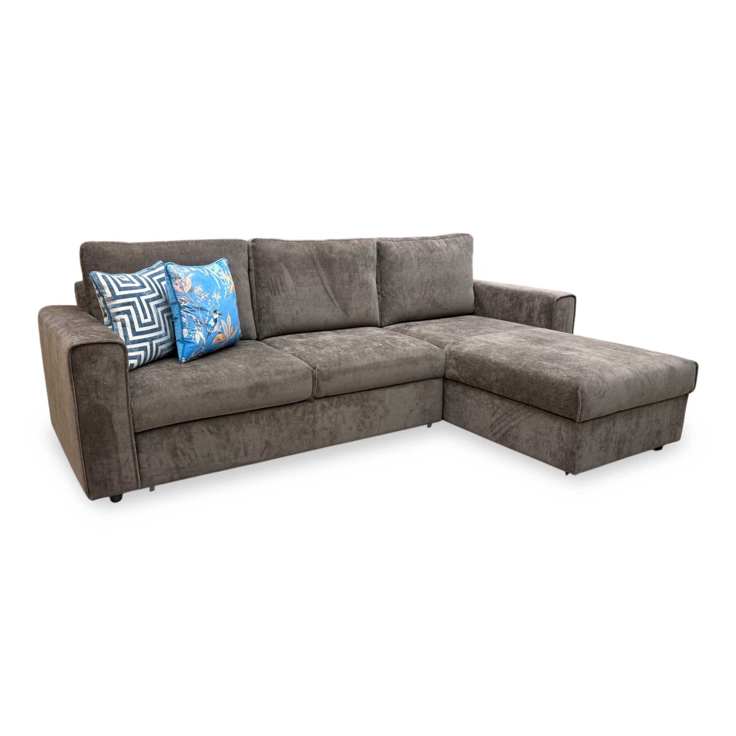 'Mia' Chocolate Brown Catalina Chenille Fabric Right Hand Facing Chaise Sofa with Extendable Footrest – view 4