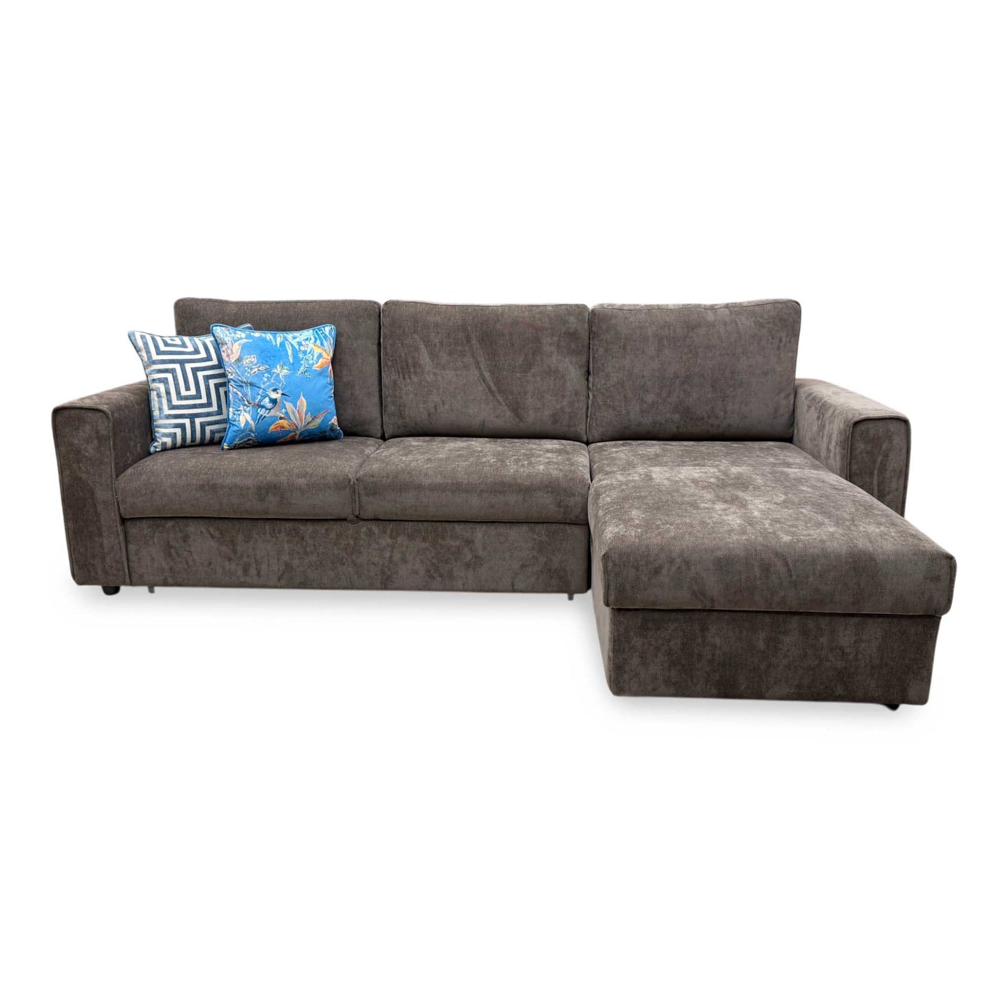'Mia' Chocolate Brown Catalina Chenille Fabric Right Hand Facing Chaise Sofa with Extendable Footrest – view 5
