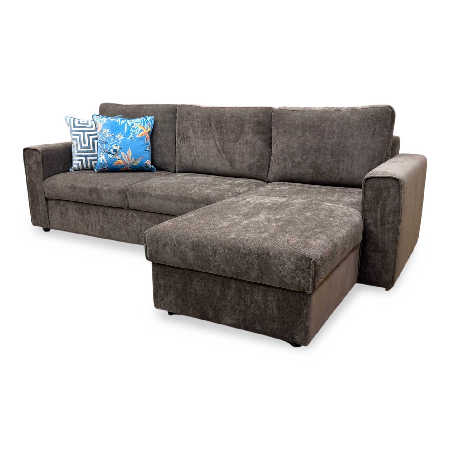 'Mia' Chocolate Brown Catalina Chenille Fabric Right Hand Facing Chaise Sofa with Extendable Footrest – view 6