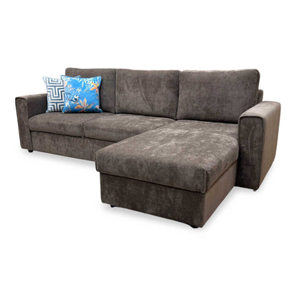 'Mia' Chocolate Brown Catalina Chenille Fabric Right Hand Facing Chaise Sofa with Extendable Footrest – view 6