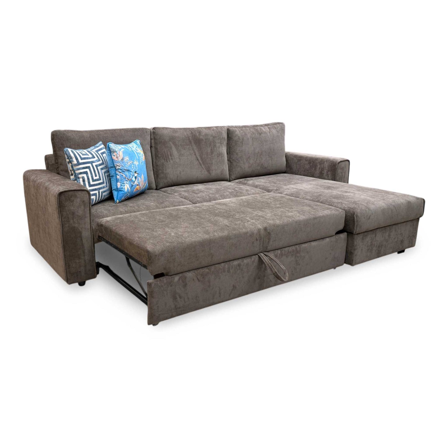 'Mia' Chocolate Brown Catalina Chenille Fabric Right Hand Facing Chaise Sofa with Extendable Footrest – view 7