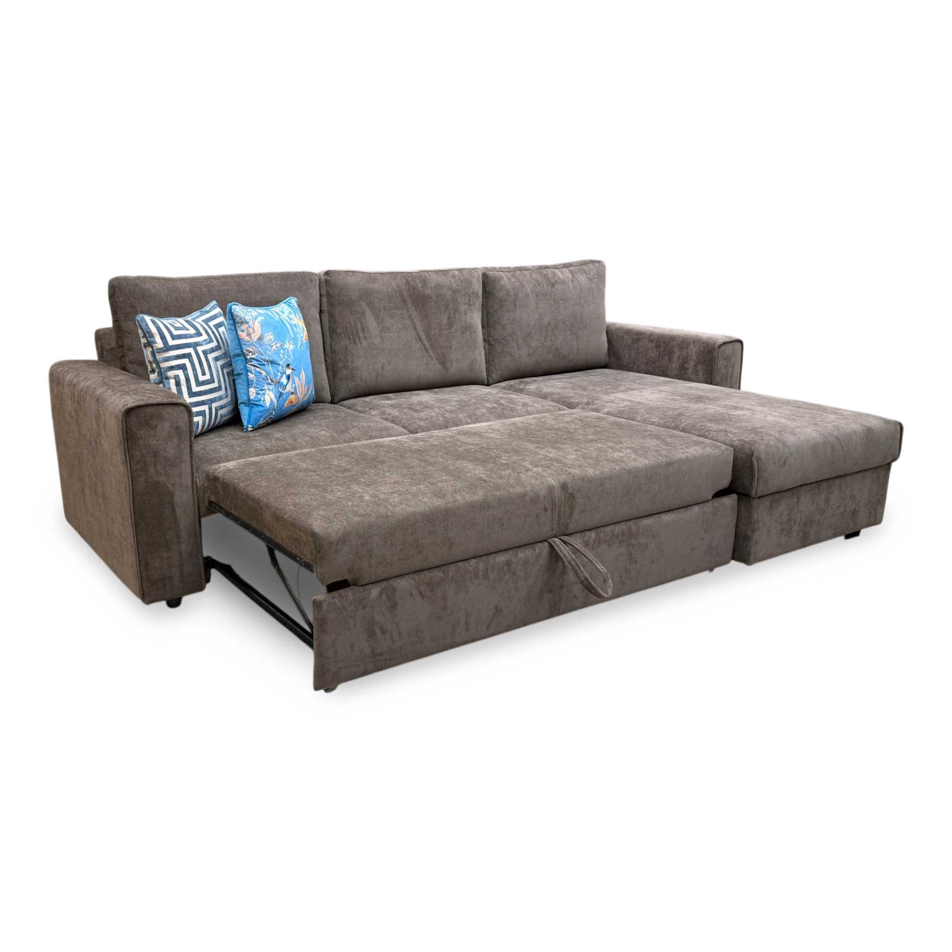 'Mia' Chocolate Brown Catalina Chenille Fabric Right Hand Facing Chaise Sofa with Extendable Footrest – view 7