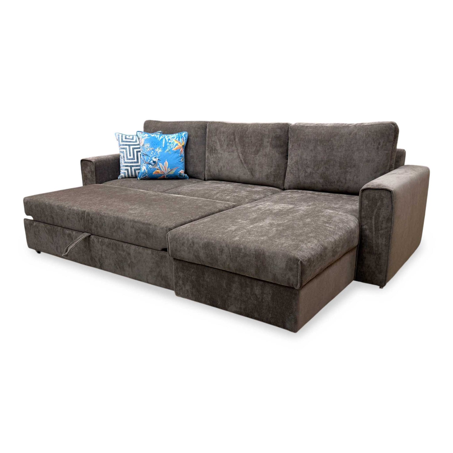 'Mia' Chocolate Brown Catalina Chenille Fabric Right Hand Facing Chaise Sofa with Extendable Footrest – view 8