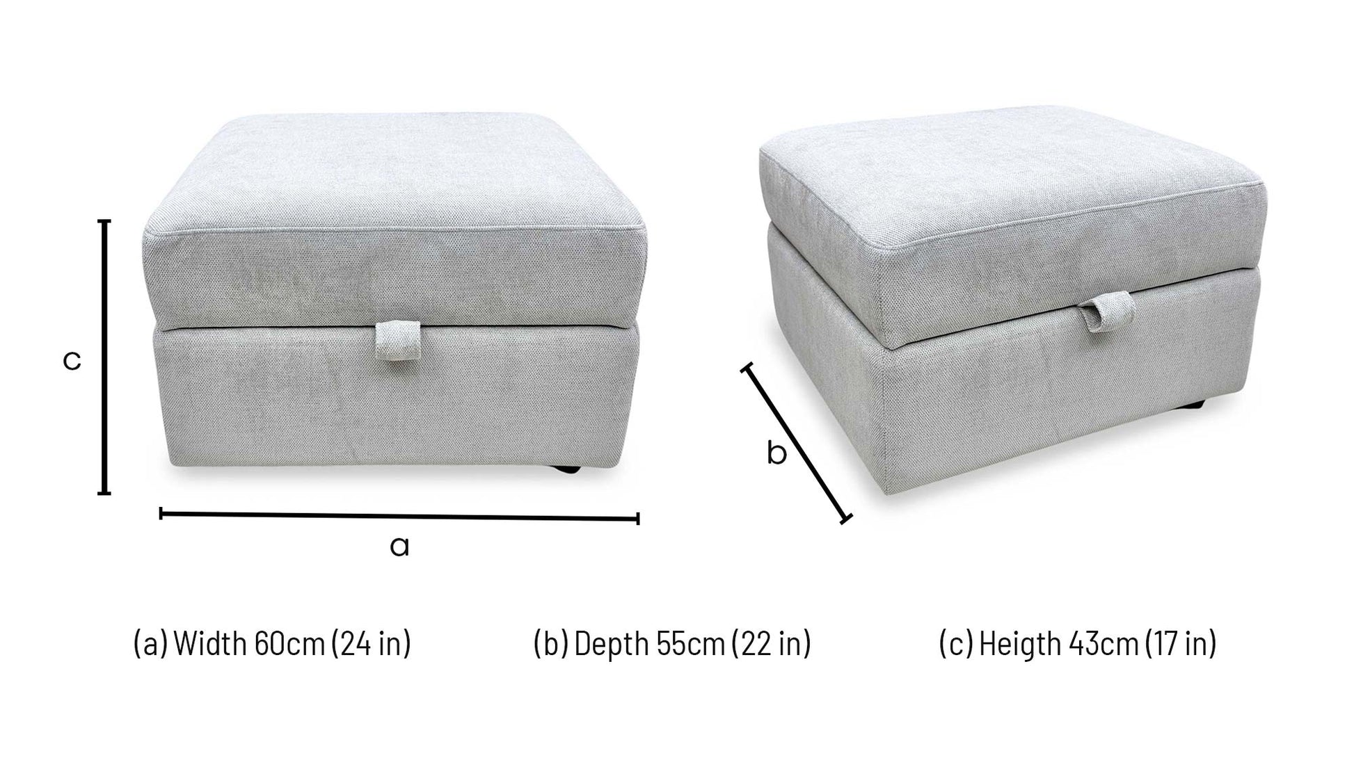 'Mia' Silver Catalina Chenille Fabric Storage Footstool – view 9