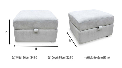 'Mia' Silver Catalina Chenille Fabric Storage Footstool – view 9