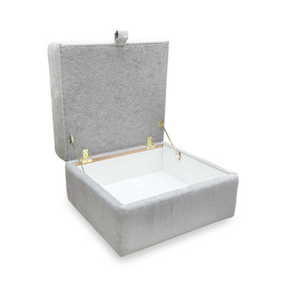 'Mia' Silver Catalina Chenille Fabric Storage Footstool – view 4