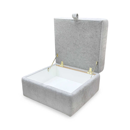 'Mia' Silver Catalina Chenille Fabric Storage Footstool – view 5