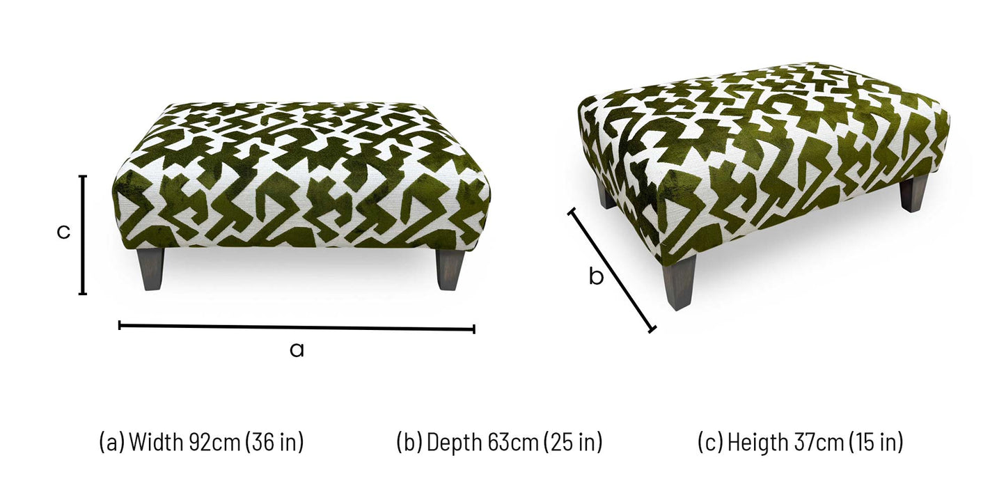 'Orlby' Sage Green Orlby Geo Patterned Fabric Banquette Footstool – view 7