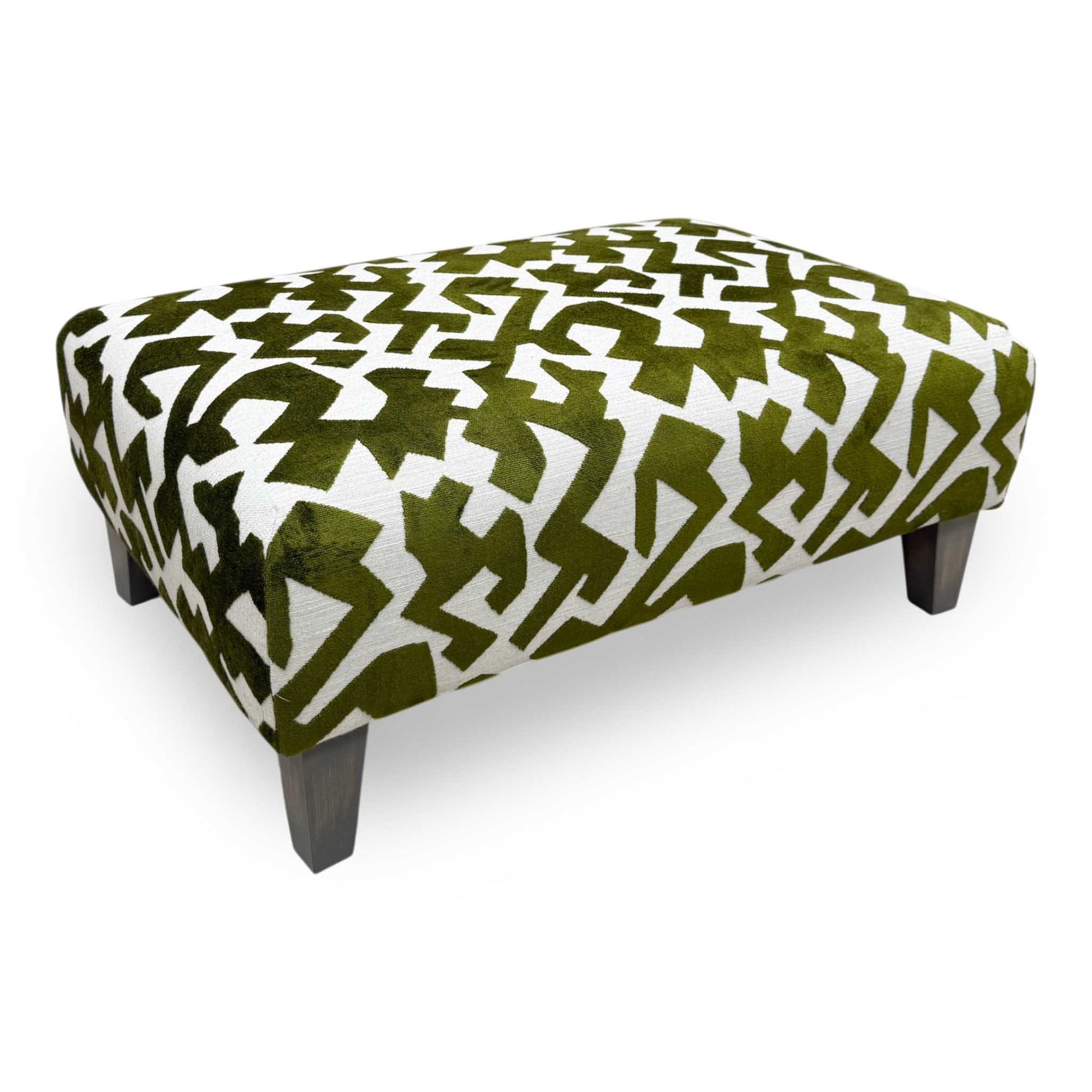 'Orlby' Sage Green Orlby Geo Patterned Fabric Banquette Footstool