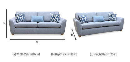 ‘Orlby’ Silver Benita Fabric 4 Seater Sofa
