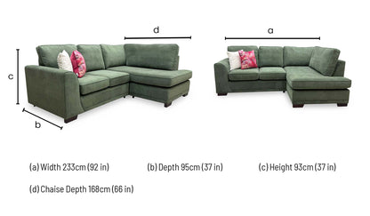 'Orka' Thyme Green Graceland Fabric Left Hand Facing Arm Compact 3 Piece Open End Corner Sofa – view 7