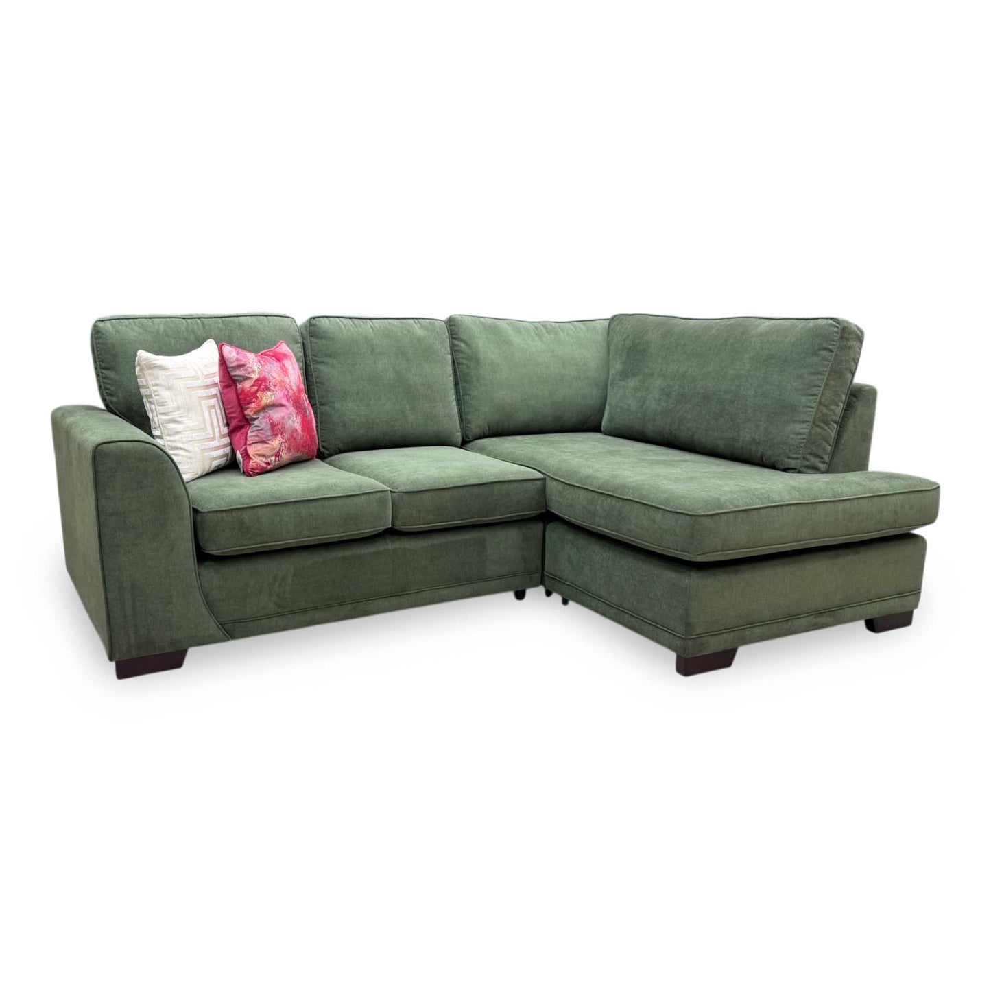 'Orka' Thyme Green Graceland Fabric Left Hand Facing Arm Compact 3 Piece Open End Corner Sofa – view 4