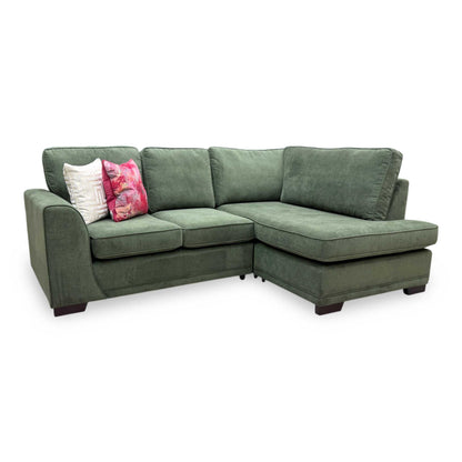'Orka' Thyme Green Graceland Fabric Left Hand Facing Arm Compact 3 Piece Open End Corner Sofa – view 4