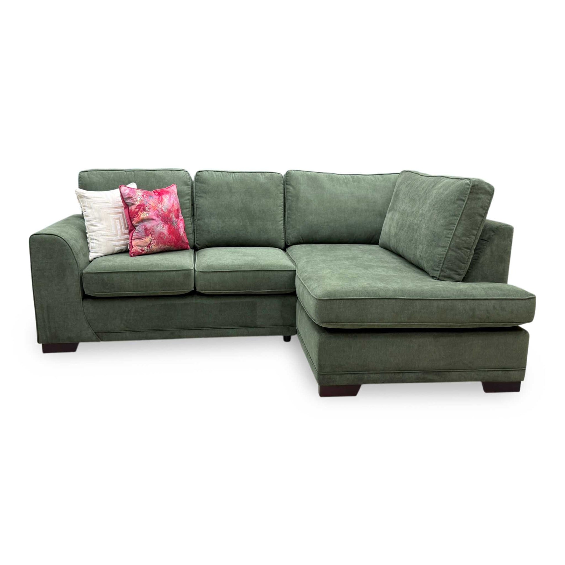 'Orka' Thyme Green Graceland Fabric Left Hand Facing Arm Compact 3 Piece Open End Corner Sofa – view 5