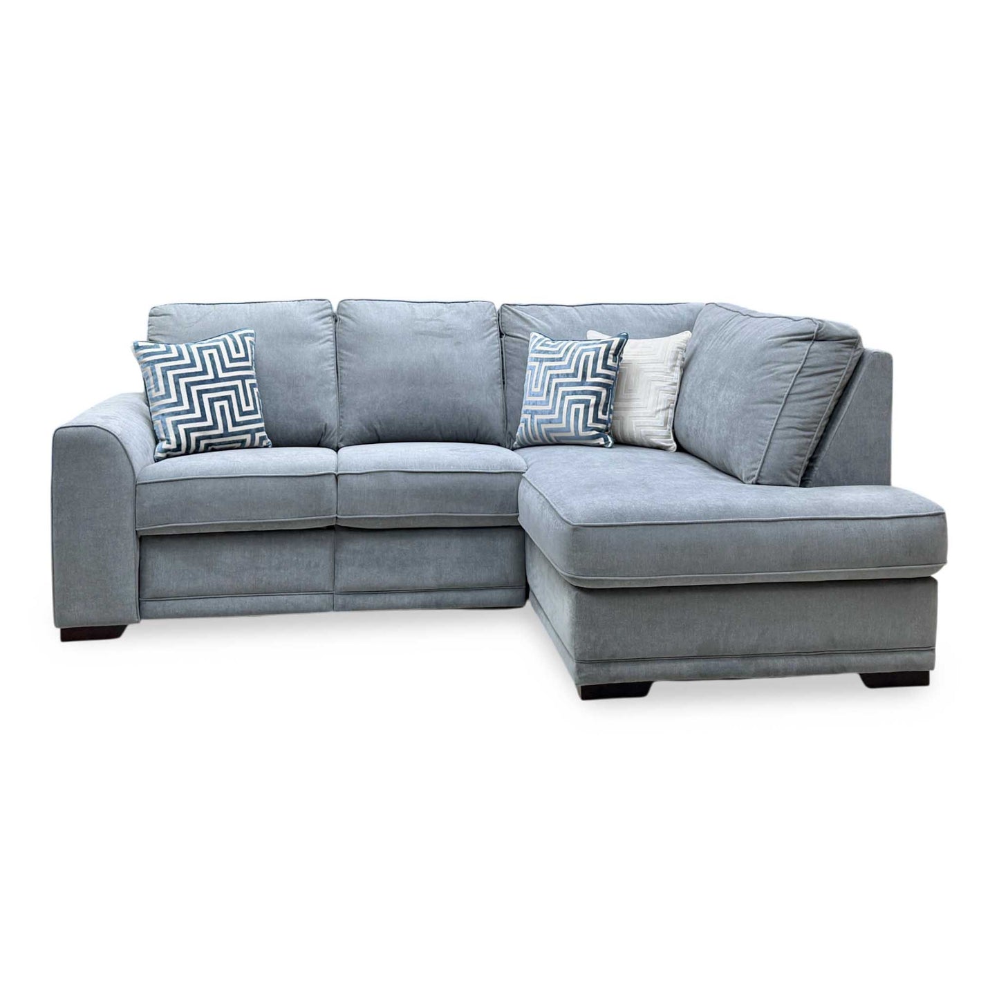 ‘Orka’ Graphite Grey Graceland Fabric Left Hand Facing Arm 2 Piece Motion Open End Corner Sofa