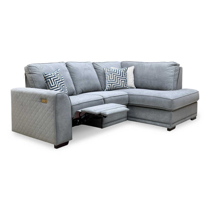 ‘Orka’ Graphite Grey Graceland Fabric Left Hand Facing Arm 2 Piece Motion Open End Corner Sofa