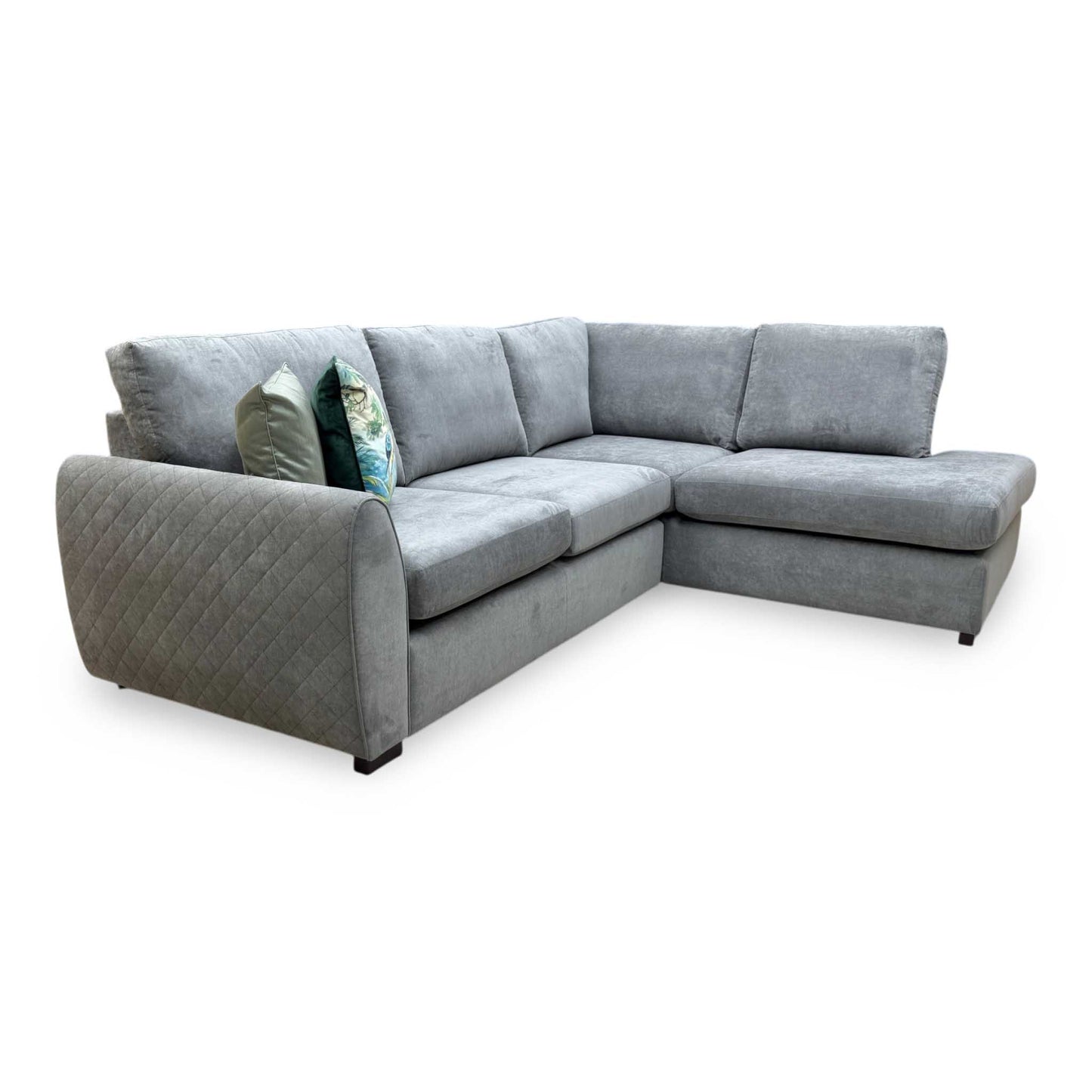 'Porto' Graphite Grey Graceland Fabric Quilted Arm Right Hand Facing Corner Sofa – view 4