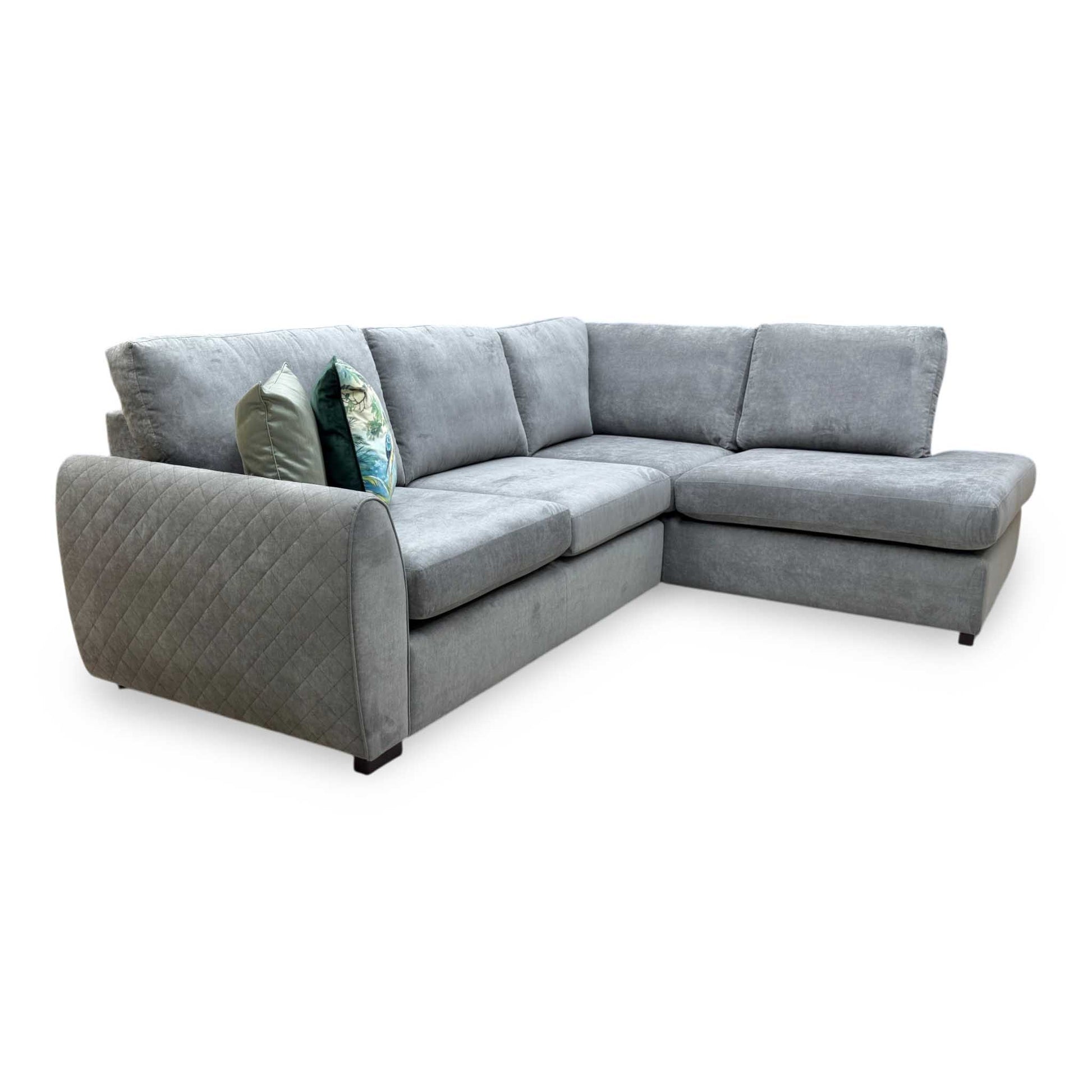 'Porto' Graphite Grey Graceland Fabric Quilted Arm Right Hand Facing Corner Sofa – view 4