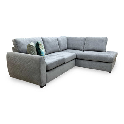 'Porto' Graphite Grey Graceland Fabric Quilted Arm Right Hand Facing Corner Sofa – view 4