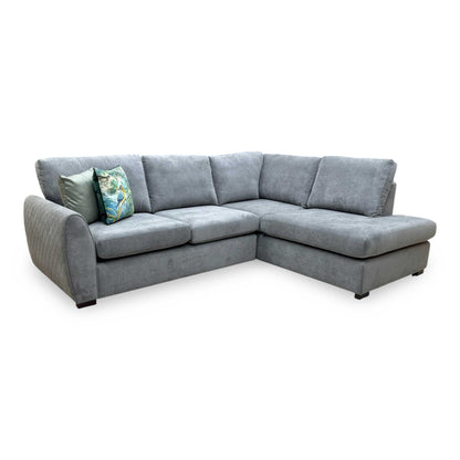 'Porto' Graphite Grey Graceland Fabric Quilted Arm Right Hand Facing Corner Sofa