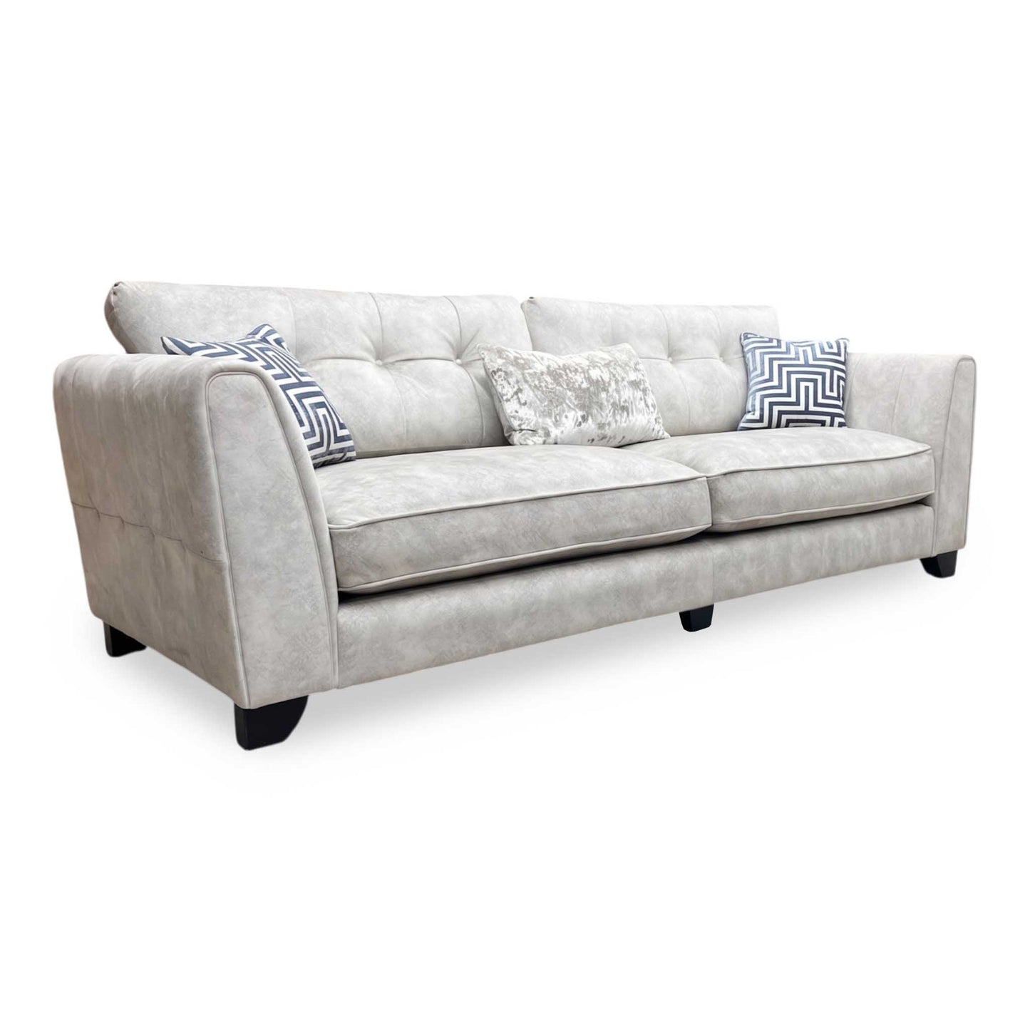 ‘Mariah’ Dapple Oyster No Insert 4 Seater Fabric Classic Back Split Frame Sofa