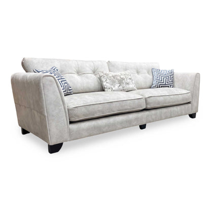 ‘Mariah’ Dapple Oyster No Insert 4 Seater Fabric Classic Back Split Frame Sofa