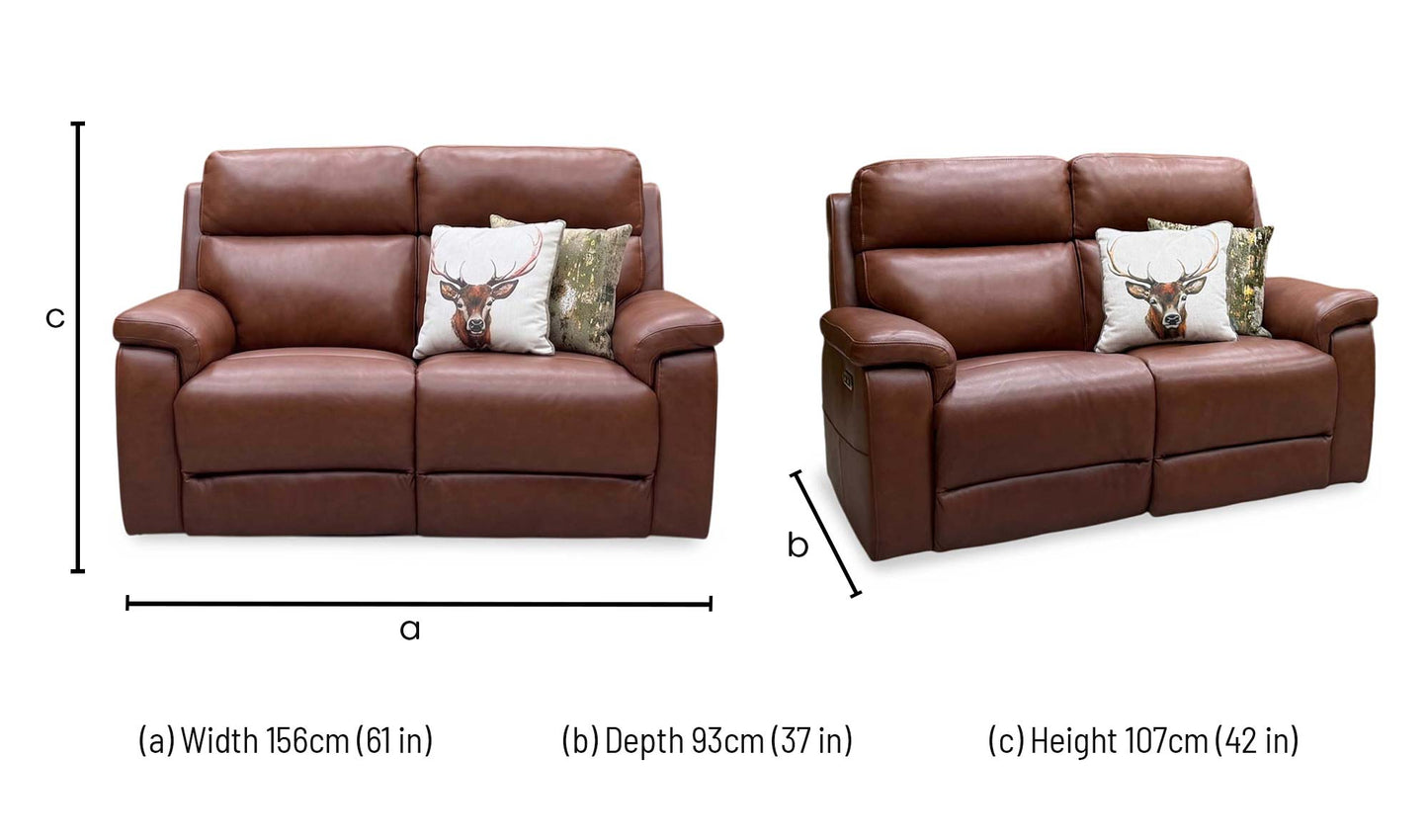 ‘Raven’ Montana Butterscotch Cat-60_07 Brown Leather 2 Seater Power Recliner Sofa – view 8