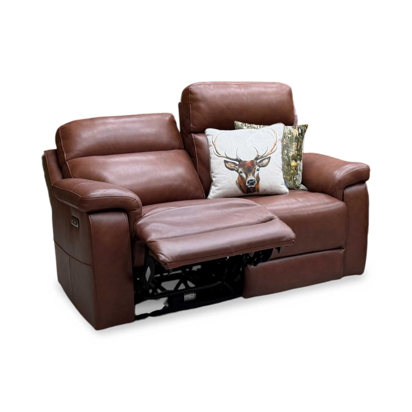 ‘Raven’ Montana Butterscotch Cat-60_07 Brown Leather 2 Seater Power Recliner Sofa