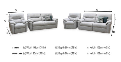 G Plan ‘Seattle’ Grey Fabric 3 Seater Power Recliner Sofa + Power Chair – view 10
