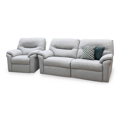 G Plan ‘Seattle’ Grey Fabric 3 Seater Power Recliner Sofa + Power Chair – view 7