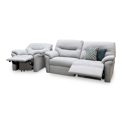 G Plan ‘Seattle’ Grey Fabric 3 Seater Power Recliner Sofa + Power Chair – view 5