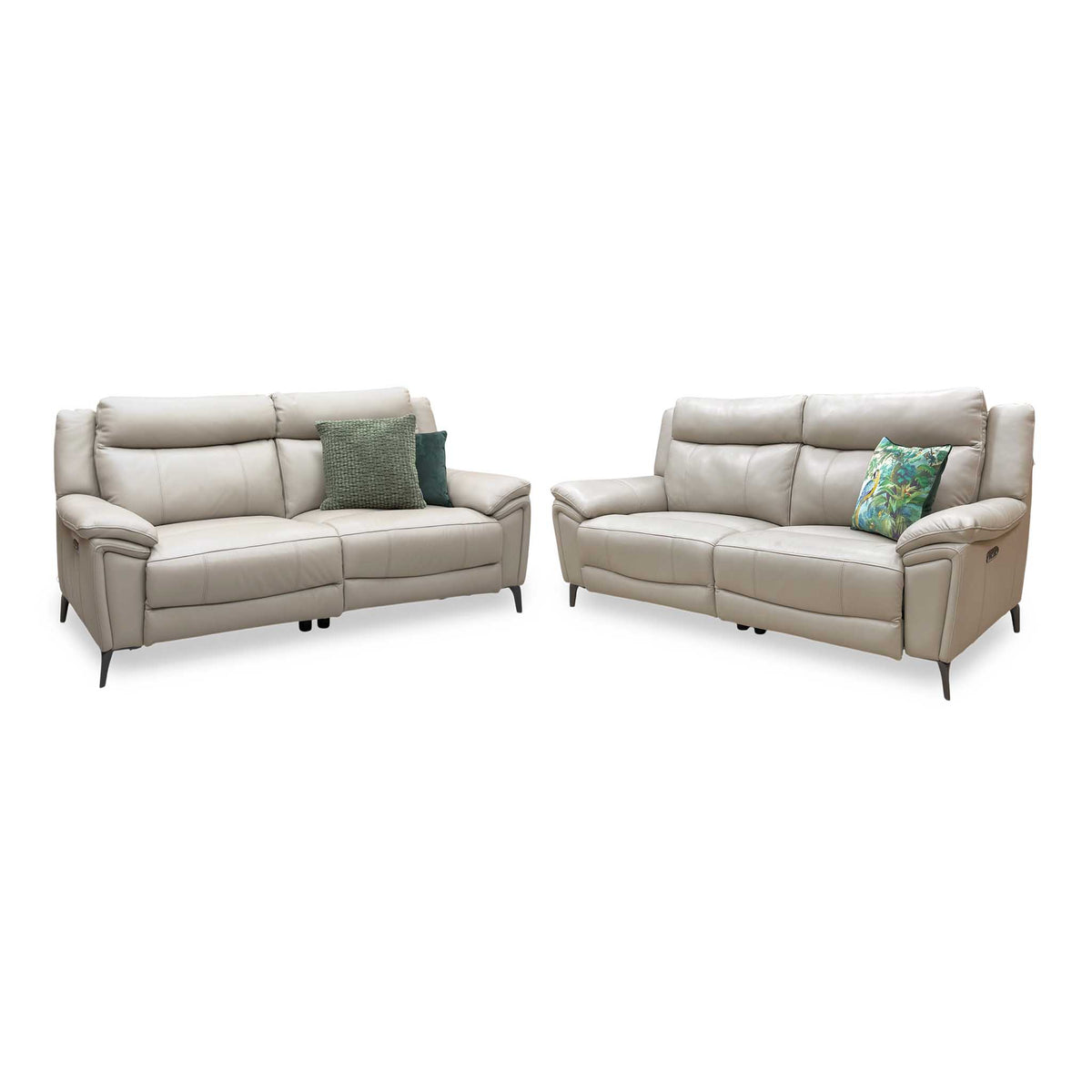 'Panache' Oyster Cat-40:08 Leather 3 + 3 Seater Power Recliner Sofa Set