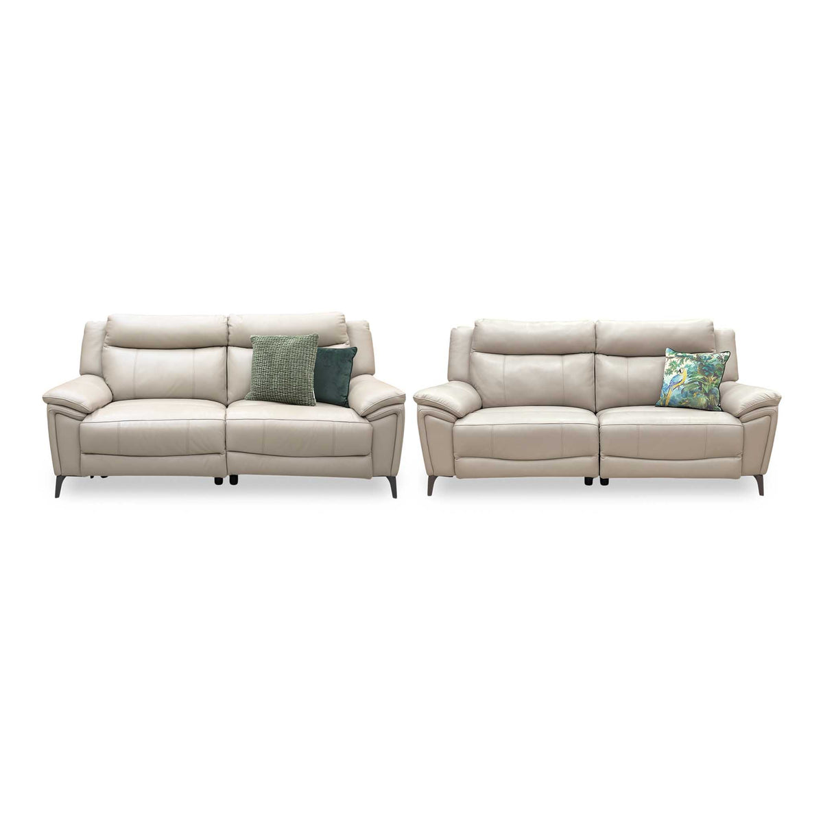 'Panache' Oyster Cat-40:08 Leather 3 + 3 Seater Power Recliner Sofa Set