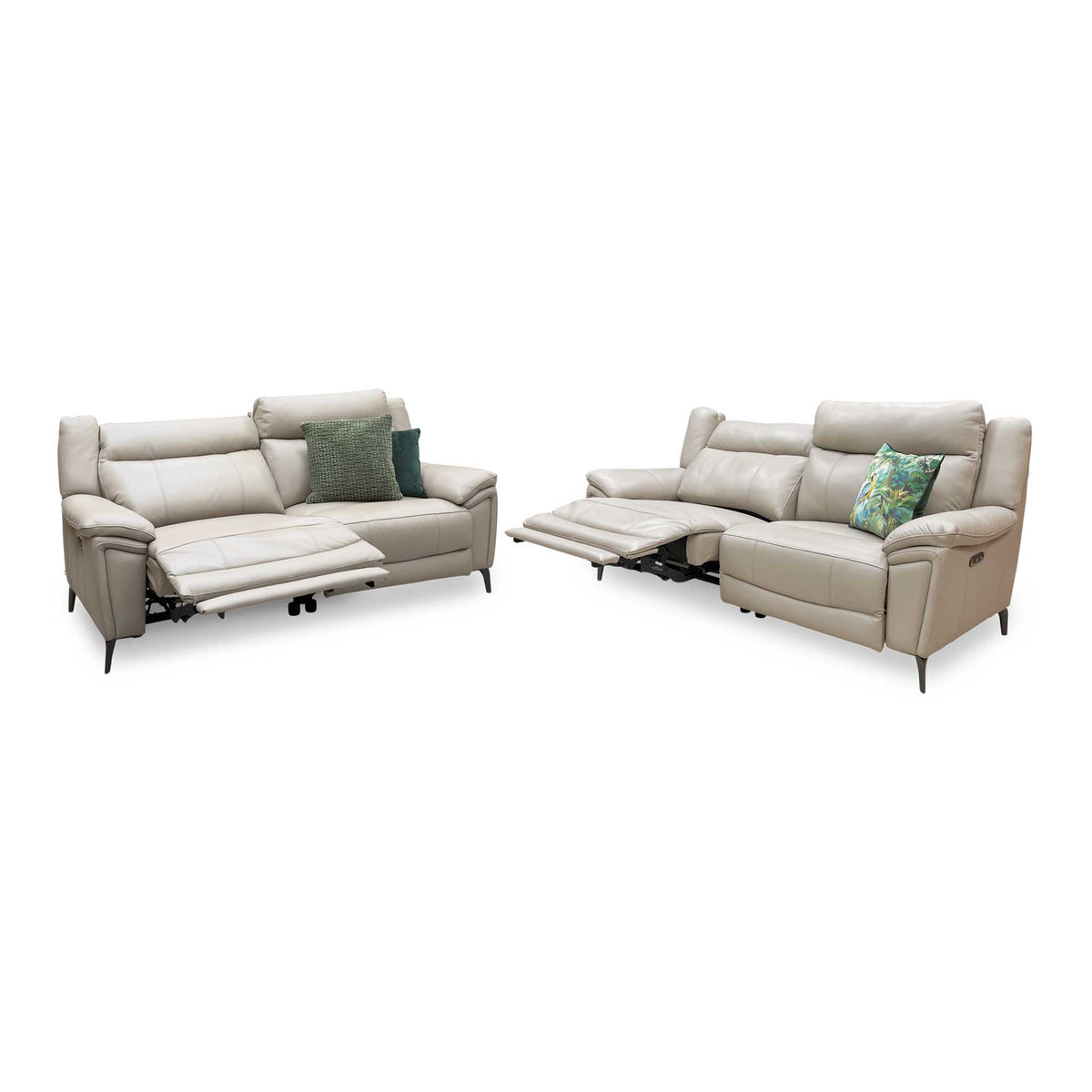 'Panache' Oyster Cat-40:08 Leather 3 + 3 Seater Power Recliner Sofa Set